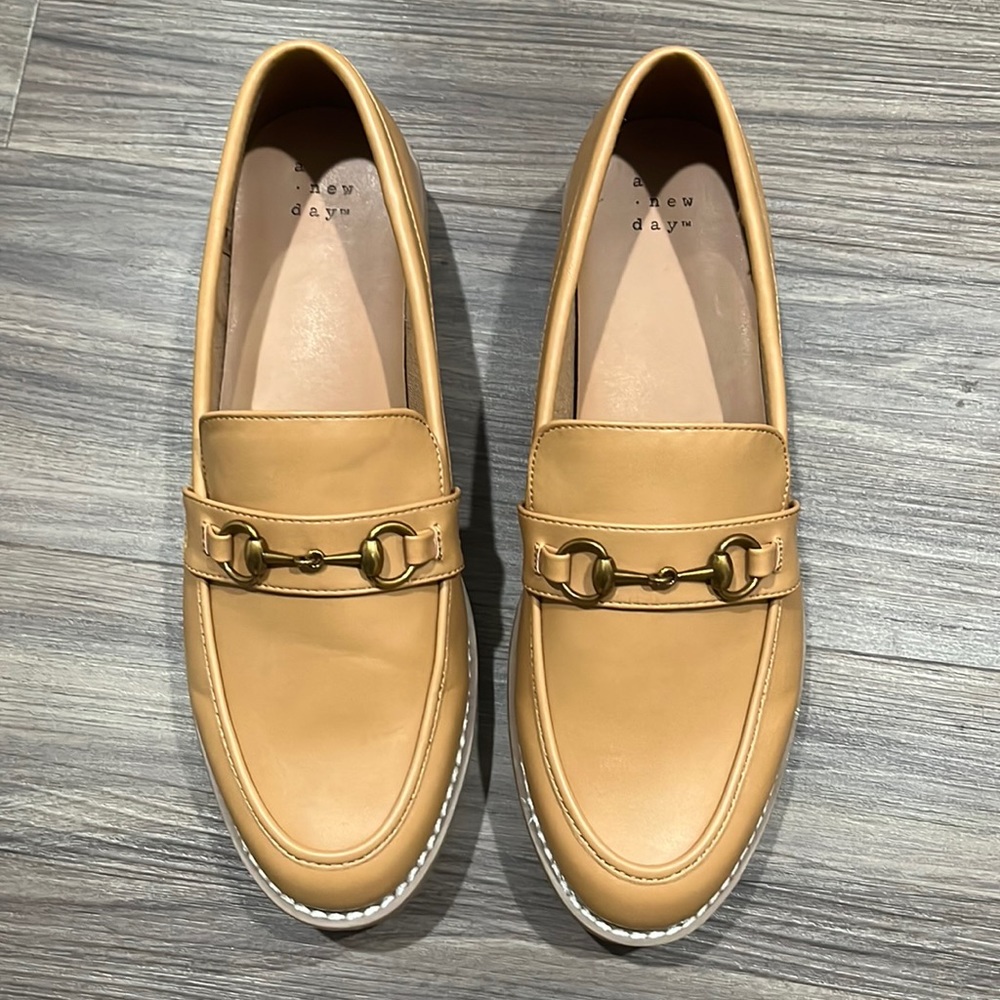 a new day Tan Leather Horsebit Loafers